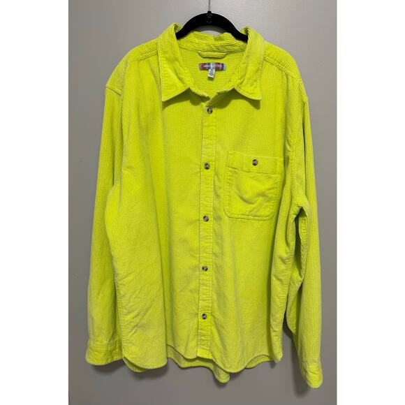 Urban Outfitters Corduroy Shirt Jacket Small Neon Yellow Button Long Sleeve XL - Picture 1 of 7